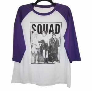Sanderson Sisters Purple Unisex "Squad" 3/4 Sleeves Baseball Tee, Size XL. NEW